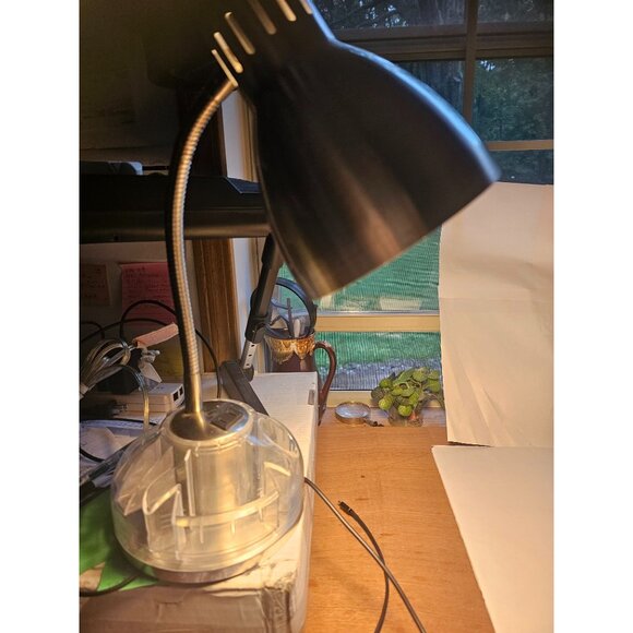 Adjustable Gooseneck Desk Lamp With 110 Outlet with Organizer Transparent Base - Picture 9 of 11
